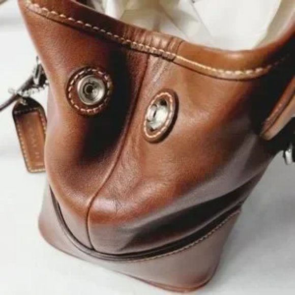 Coach '04 Hampton Hampton Leather  Small Brown Satchel - Picture 3 of 7